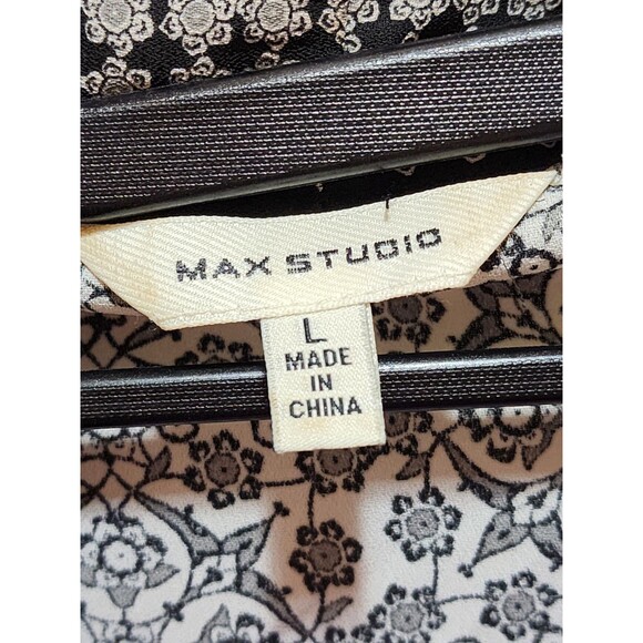 Max Studio Womens Large Black Open Cardigan Floral Mandala Oriental Cover Up - Picture 8 of 14